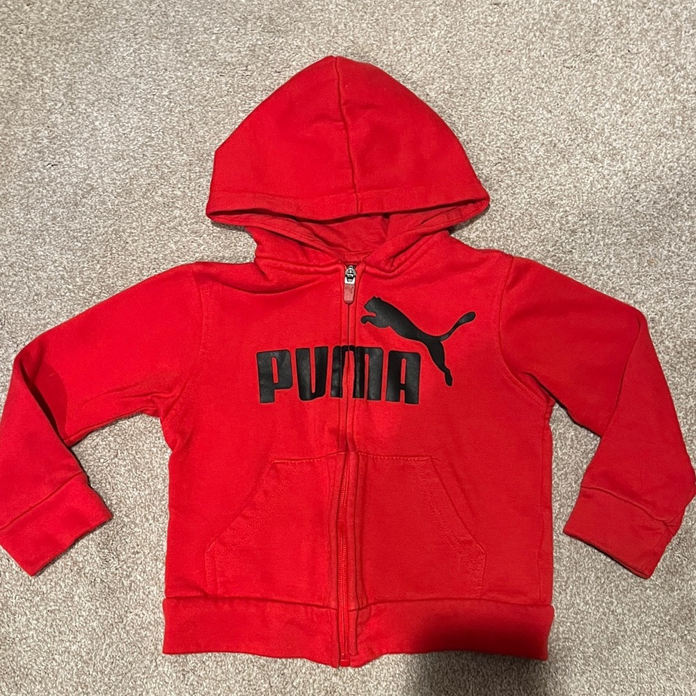 PUMA Kids Bold Red Zip-Up Hoodie